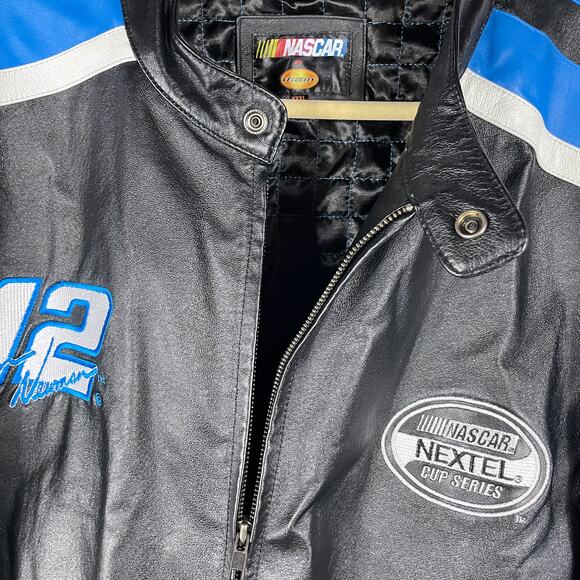 Nascar Leather Jacket Ryan Newman Black Alltel Full Zip Racing Sz 3XL Men - Picture 4 of 11